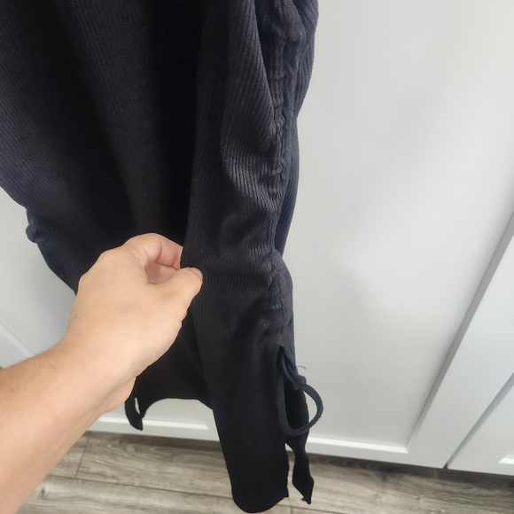 Zara Black Ruched Tie Side Ribbed Dress Small - Picture 8 of 11